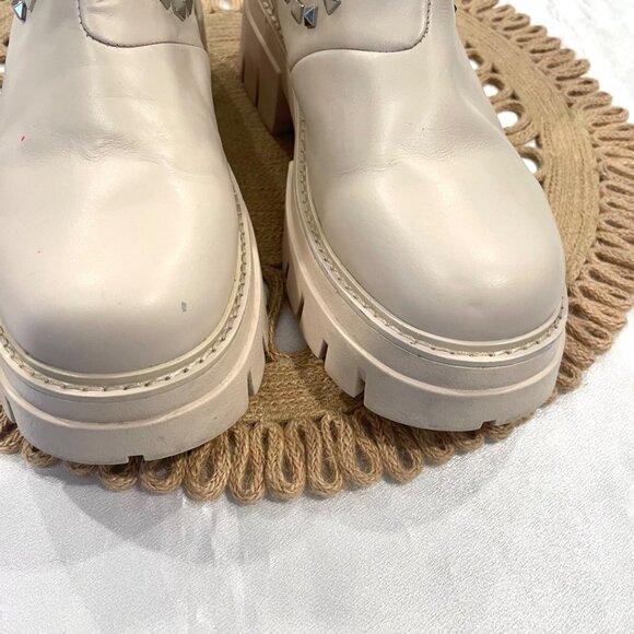 Ash Lenny Studded Leather Chelsea Boots Ivory Size 38 - Picture 6 of 10
